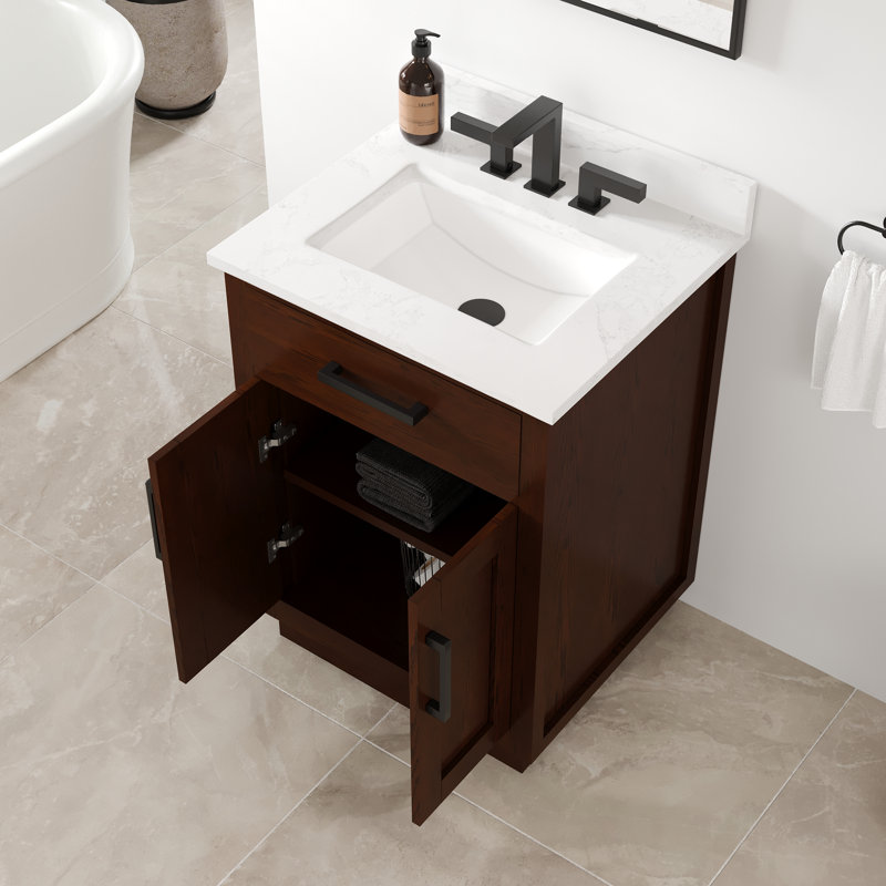 Freestanding Standard With Engineered Stone Top, L 24 po