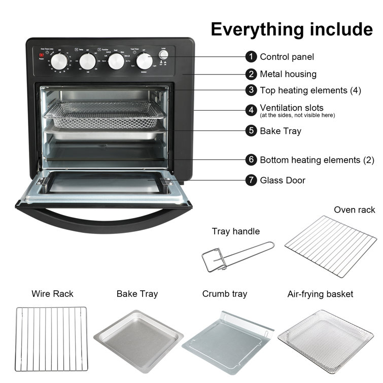 Air Fryer Toaster Oven Combo, 24 QT Large Air Fryer, 7-in-1 Convection  Toaster Oven with Air Fryer, Roast, Bake, Broil, Reheat, 1500W Large Toaster  Oven, 5 Accessories & E-Recipes, UL Certified, Gray 