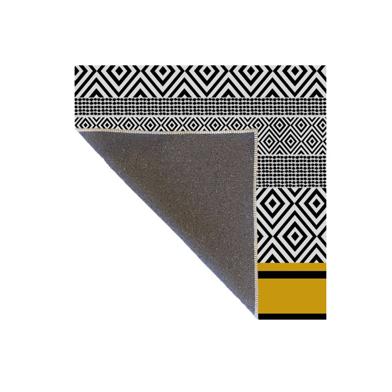 Tapis décoratif jaune à motif géométrique moderne lavable à la machine, Sous-tapis rectangulaire 3 pi 11 po x 5 pi 11 po i