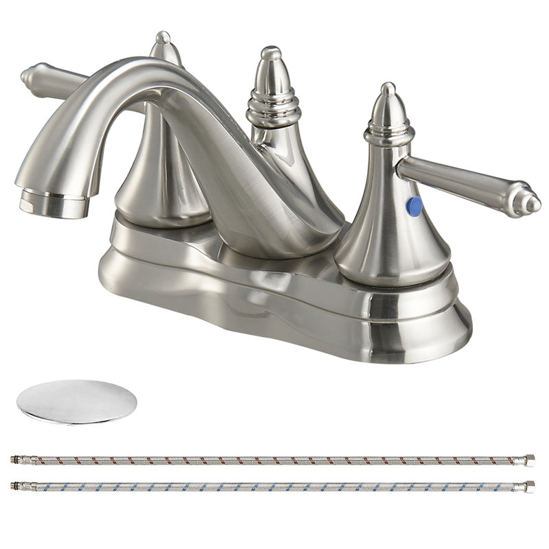 Robinet de salle de bain central avec ensemble de bonde, Nickel brossé