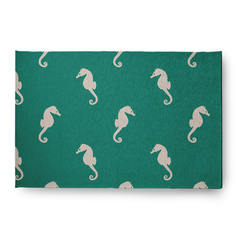 Tapis intérieur / extérieur en chenille tissé à la machine Bollman - vert / blanc, Rectangle 4 pi x 6 pi