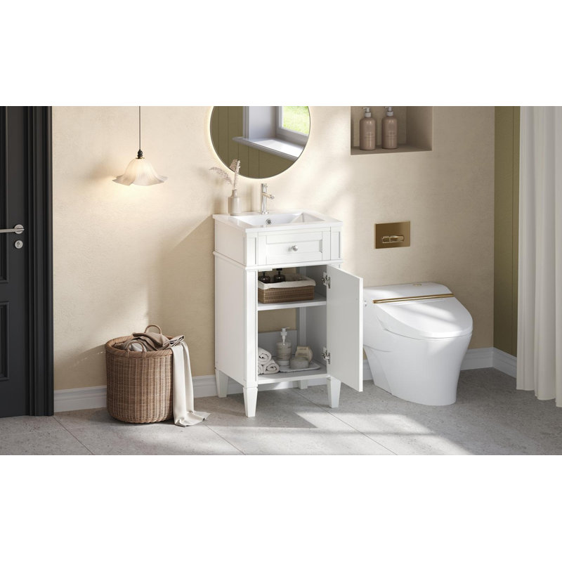 Meuble-lavabo élégant à fermeture douce, Blanc
