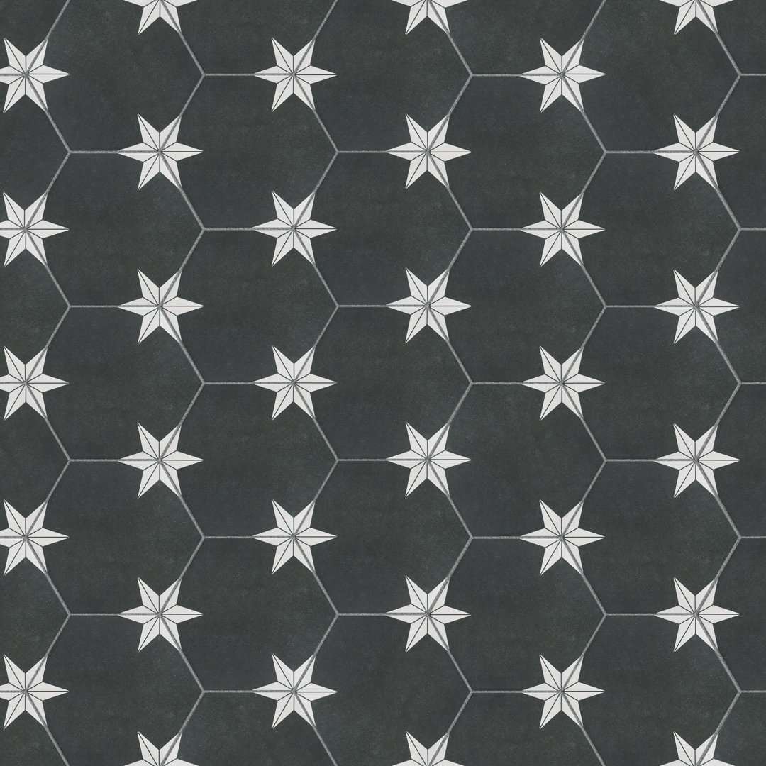 Stella Hex 9" x 10" Porcelain Pattern Wall & Floor Tile Merola Tile 