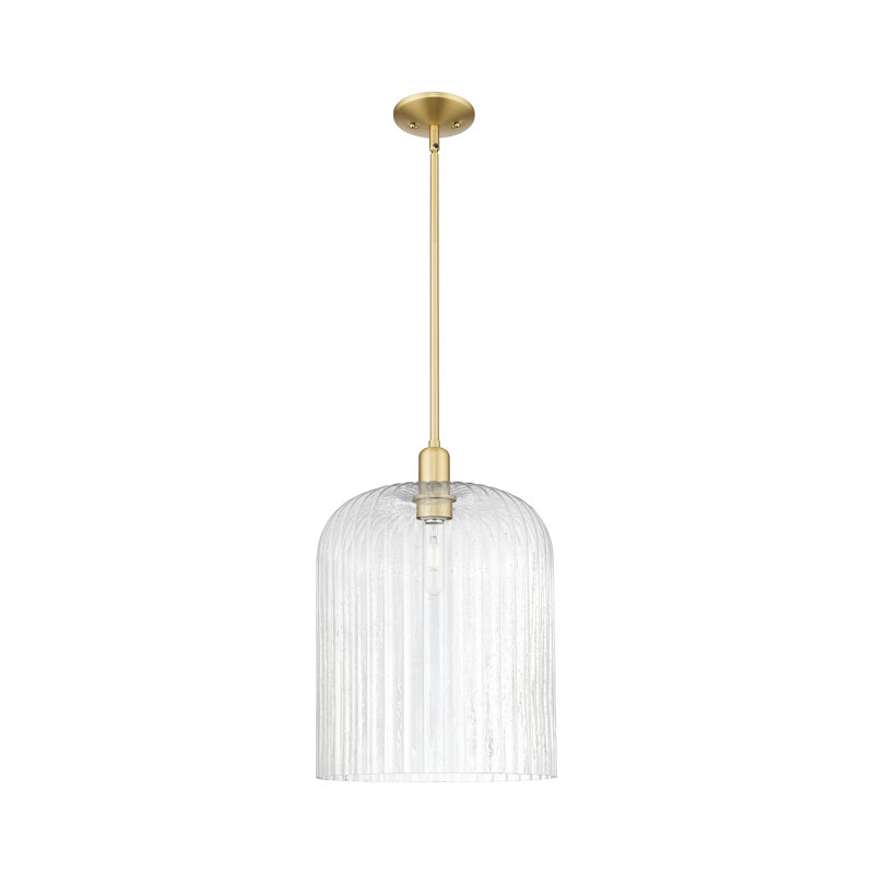 Downtown Urban - Voile de mariée - Mini-luminaire suspendu 1 tige, H 18 po x l 12 po x P 12 po, Grainé, Or satiné