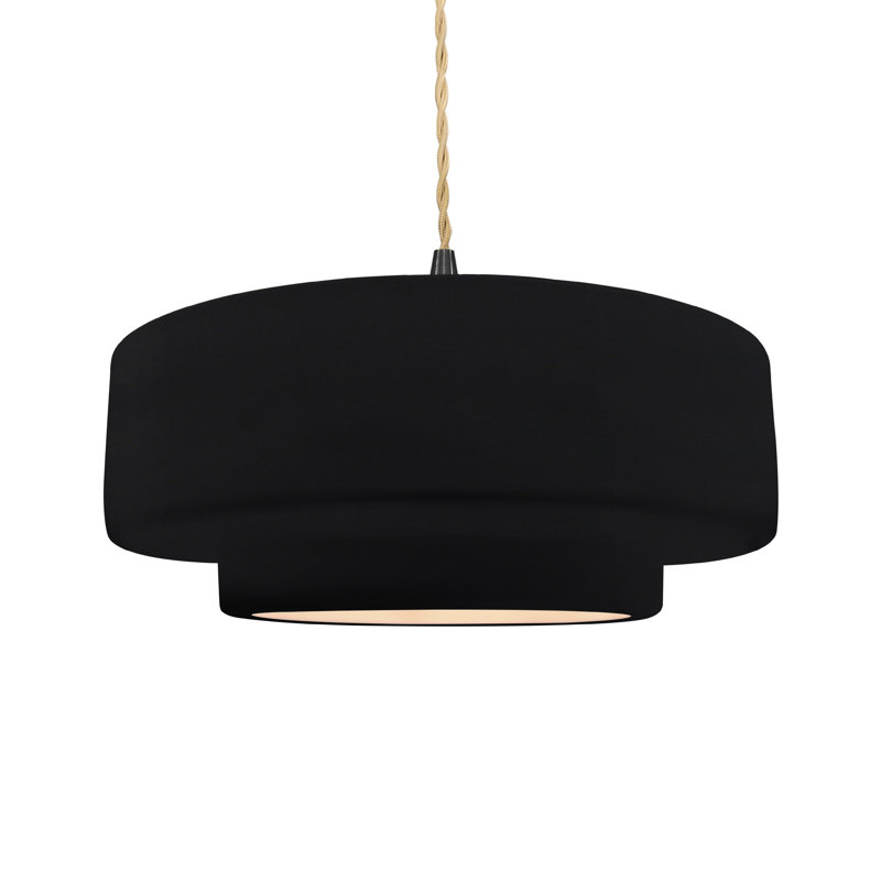 Luminaire suspendu à 1 lumière Meydan, H 6 po x l 16,25 po x P 16,25 po, Noir brillant / blanc mat, Noir mat