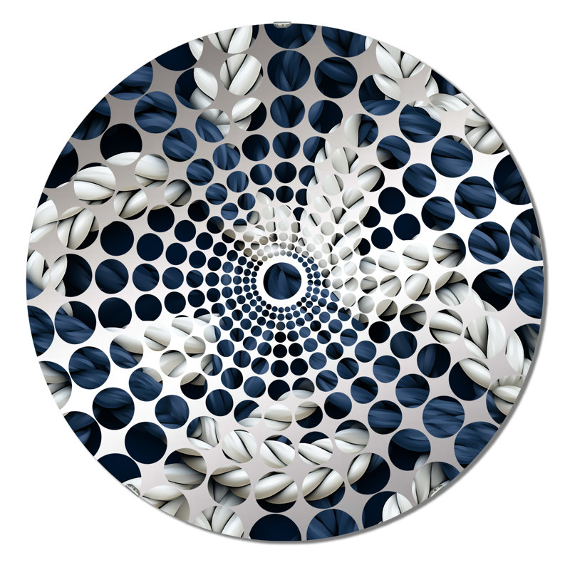 Coastal Rope Motifs White And Blue - Concentric Circles Decorative Mirror, 23.6" x 23.6"