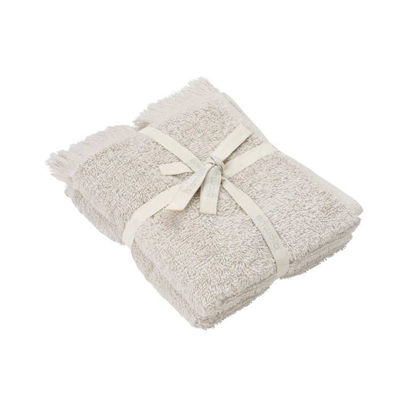Ensemble de serviettes essuie-mains à franges 100% coton biologique FRINO, Clair de lune