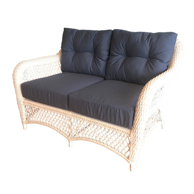 Causeuse avec coussins sunbrella Elkin, Blanc / bleu saphir