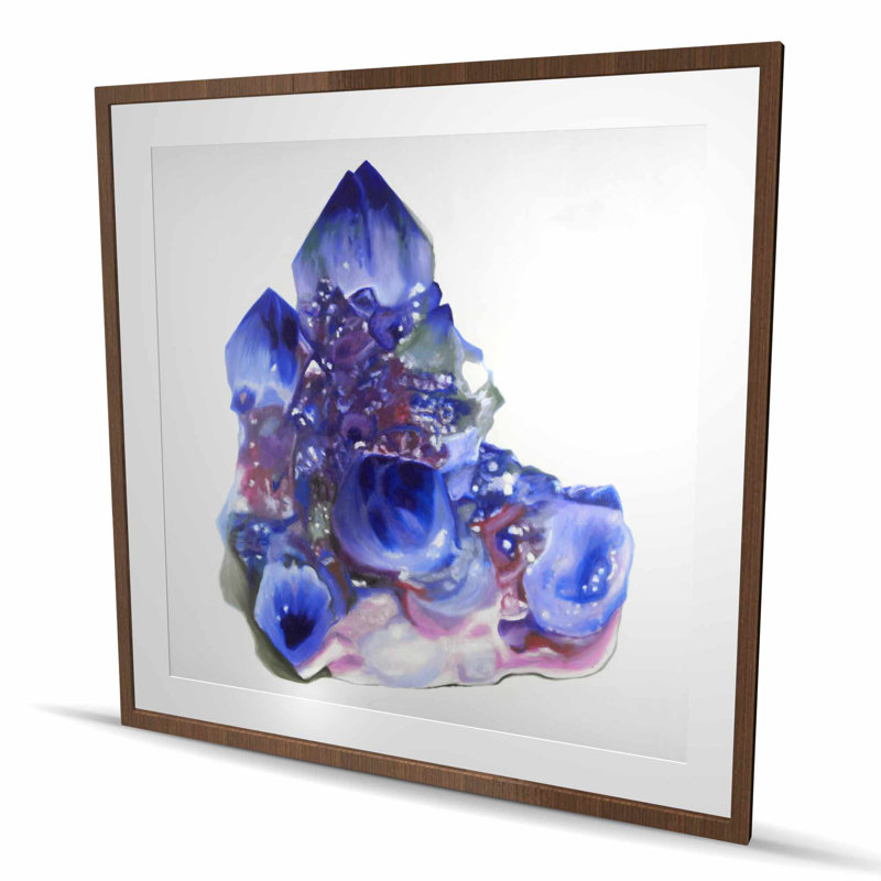 Bleu et cristal de quartz mauve | Impression encadrée avec passe-partout
