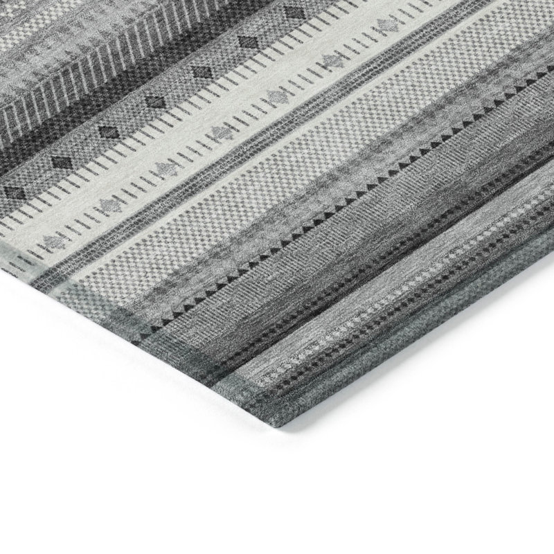 Machine Washable Indoor/Outdoor Husby ACN2218 Striped Rug, Runner 2'3" x 7'6"