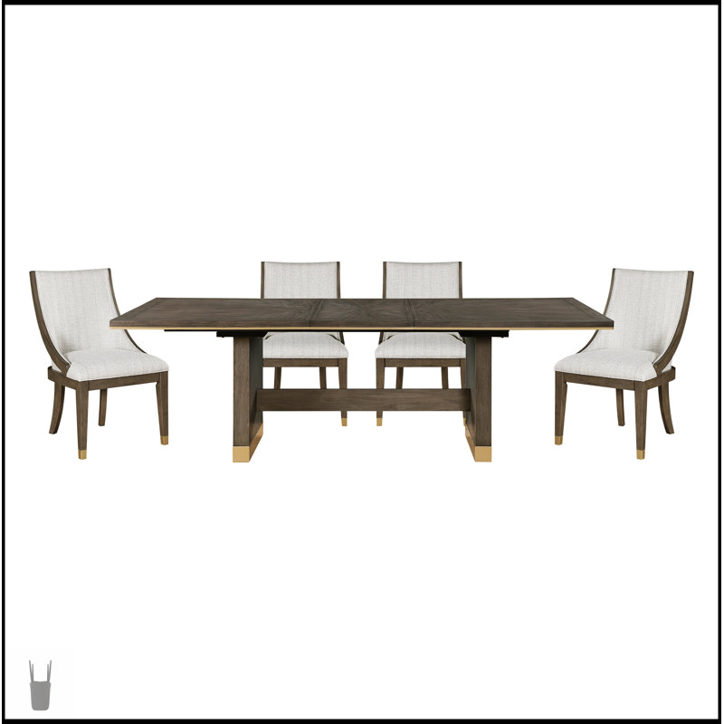 Ensemble de salle à manger 5 pièces Modern Brown, 5 Pieces: Table, 4 Chairs