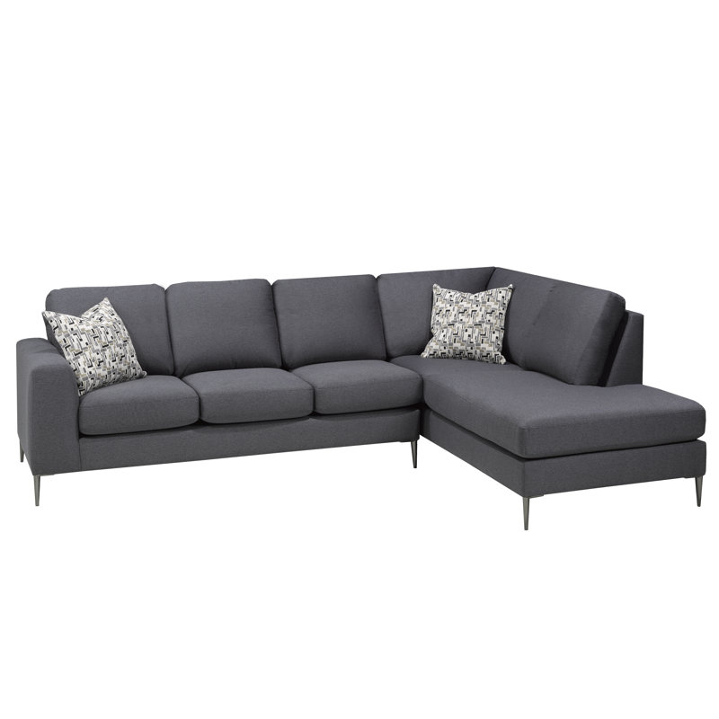Canapé modulaire de 83 po faisant face à la droite 83 po, 100% polyester gris anthracite