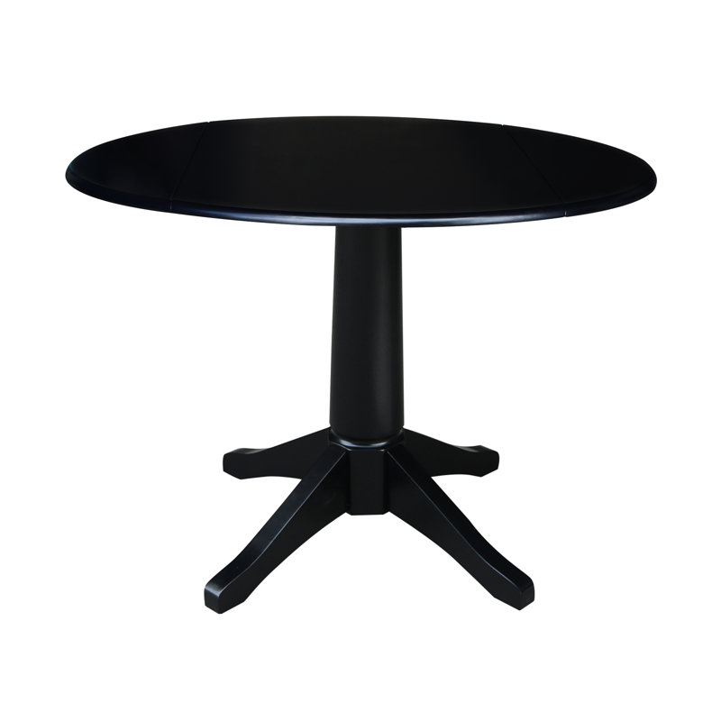 Extendable Round Solid Wood Dining Table, Black / Black
