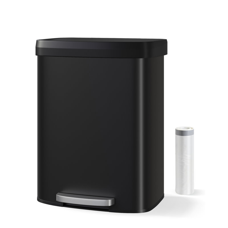 Stainless Steel Step On Tilt Out Waste Bin, Black