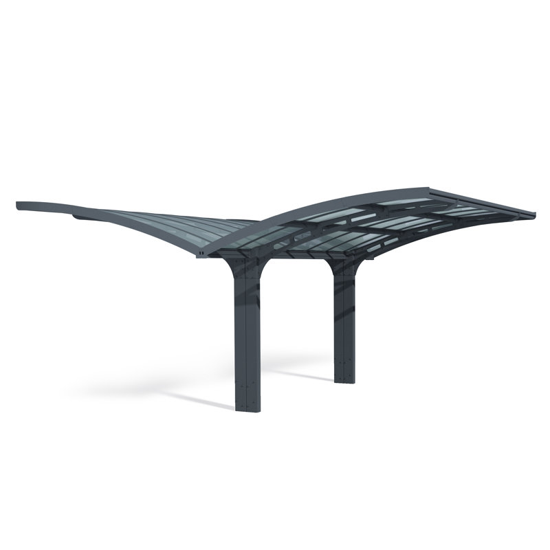 Arizona Breeze Gray Double Wing Carport with Solid Roof Panels