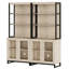 2 bibliothèques modernes de 72 po de hauteur avec portes en verre et tablettes réglables, bibliothèque avec armoire de rangement et tablettes ouvertes, bibliothèques en bois pour le bureau personnel, le salon, brun-86491301-86491300