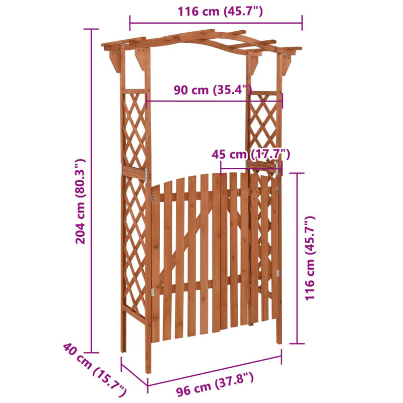 Natural Firwood and Pine Garden Pergola with Gate