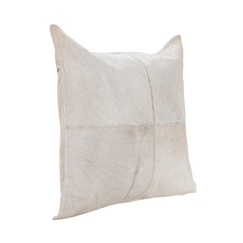 Canada 20" Natural Hide Throw Pillow, Chestnut, Ivory