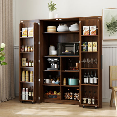 Freestanding Kitchen Pantry Cabinet with Doors & Shelves