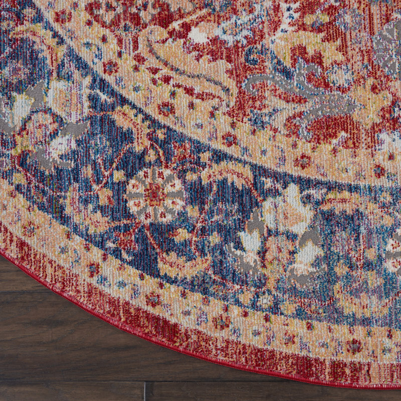 Tapis rouge d'inspiration persane Raymond, Rond 6 pi