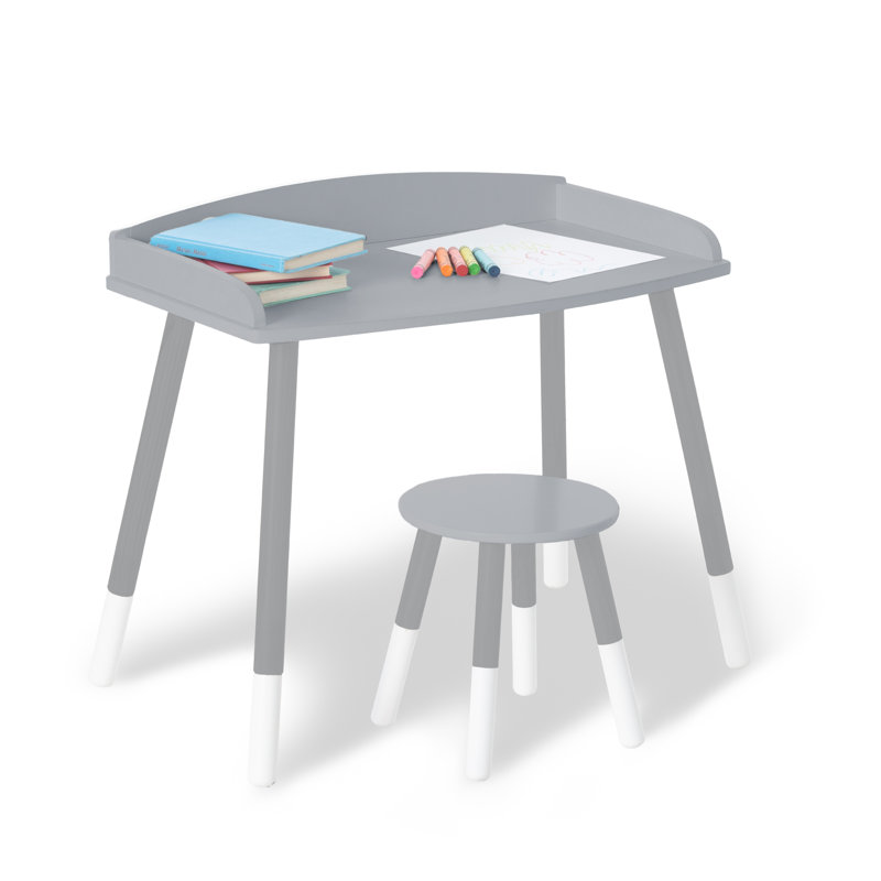 Ensemble de bureau et tabouret d'étude Wildkin - gris avec blanc , Gris / blanc