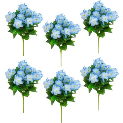 14In. UV Resistant Artificial Hydrangea Bush (Indoor/Outdoor) - Set Of 6