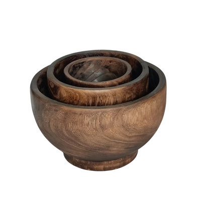 Round Wooden Nesting Planters "Stowe" (Set of 3 Assorted)