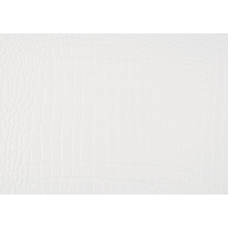 Lit double blanc avec tête de lit rembourrée en similicuir et bouton alligator blanc, taille de chambre à coucher indispensable