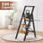3 Step Ladder With Handrails, Foldable Step Stool For Adults, Lightweight Aluminum Stepladder With Non-Slip Pedals, 330 Lbs Capacity, Portable For Home Kitchen Garage Office