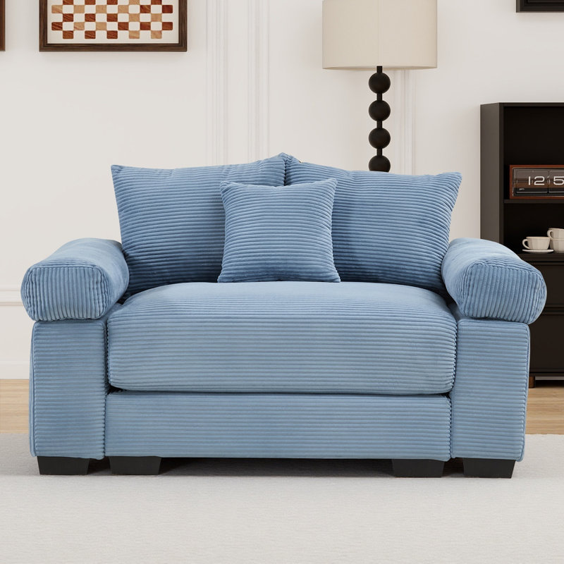 Fauteuil rembourré 54 po avec siège profond 54 po Chenille, Bleu