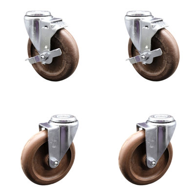 4 Piece High Temp Glass Filled Nylon Swivel Bolt Hole Caster Set