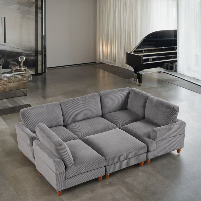 Canapé modulaire 6 pièces Chaparosa, Mélange de polyester gris
