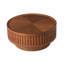 Table basse d'appoint en bois à motif treillis rond avec rangement Hiddern et grille effet bois massif pour espace de vie principal-130136395
