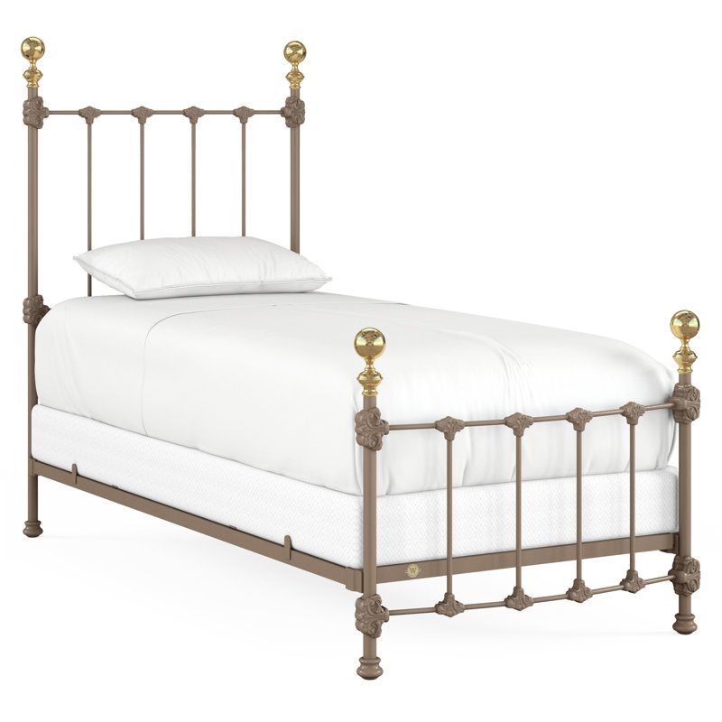 151 Palatial Bed | Complete Standard, Twin, Gloss Off-White/Antique Gold