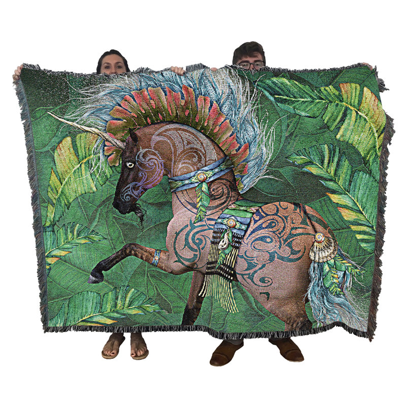 Pure Country Weavers Rawiri Blanket by Laurie Prindle - Fantasy Unicorn Gift Tapestry Throw Woven from Cotton - Made in the USA (72x54)