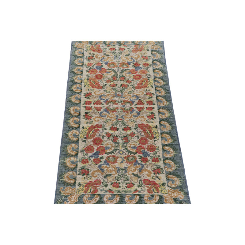 Rug & Kilim’S Classic Runner In Red Floral Patterns On Off-White, Runner 3' x 10'
