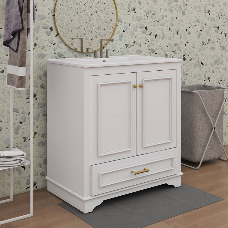 Meuble-lavabo de 30 po avec lavabo et portes à fermeture douce, Blanc