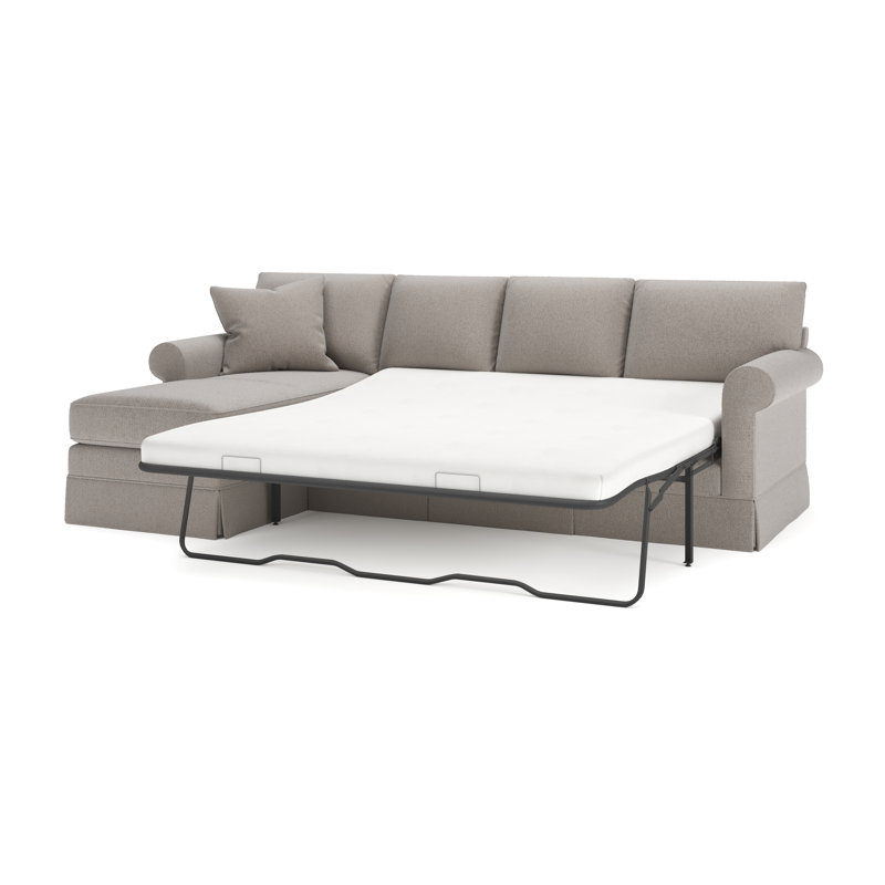 Friedman 2 - Piece Upholstered Sleeper Sectional, Left Hand Facing, Apollo Pebble Boucle