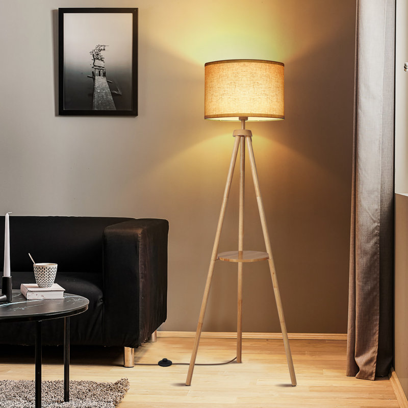 Lampe trépied DEL 63 po Jodanna, Bois