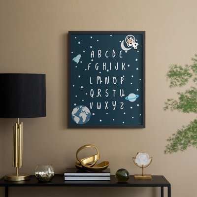 Space Cow Alphabet Framed Print - Solid Wood