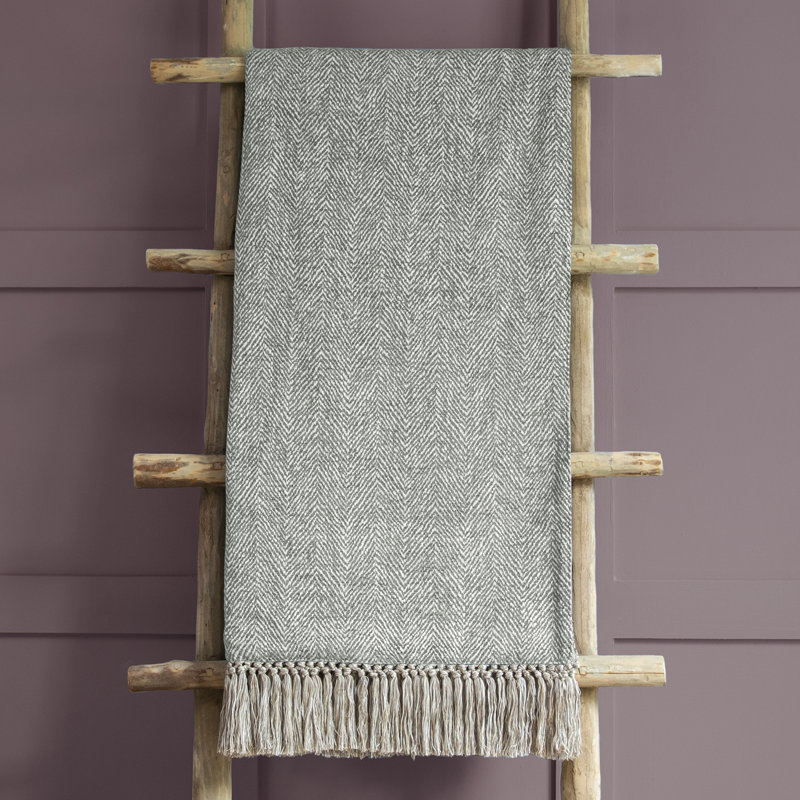 Oryx Hand Woven Throw Blanket, Light Grey