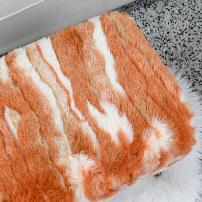 Markie Everly Hallway Bench, Fausse fourrure orange