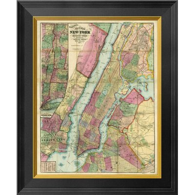 Map of New York and Adjacent Cities, 1874 by Gaylord Watson Framed Graphic Art on Canvas -  Global Gallery, GCF-295406-16-131