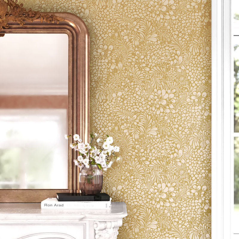 Kopec 33' L x 20.9" W Botanical Wallpaper Roll, Mustard