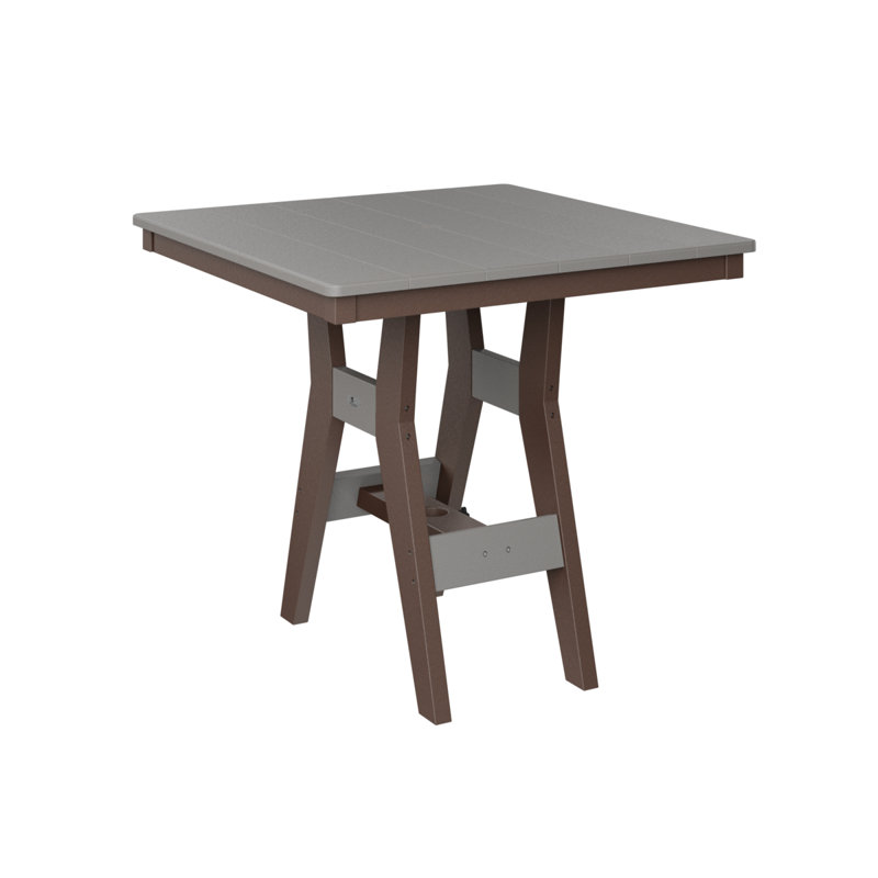 Table de bar carrée 33 po Berlin Gardens Harbor, H 38,87 po x l 33 po x P 33 po, Brun chocolat, Gris clair