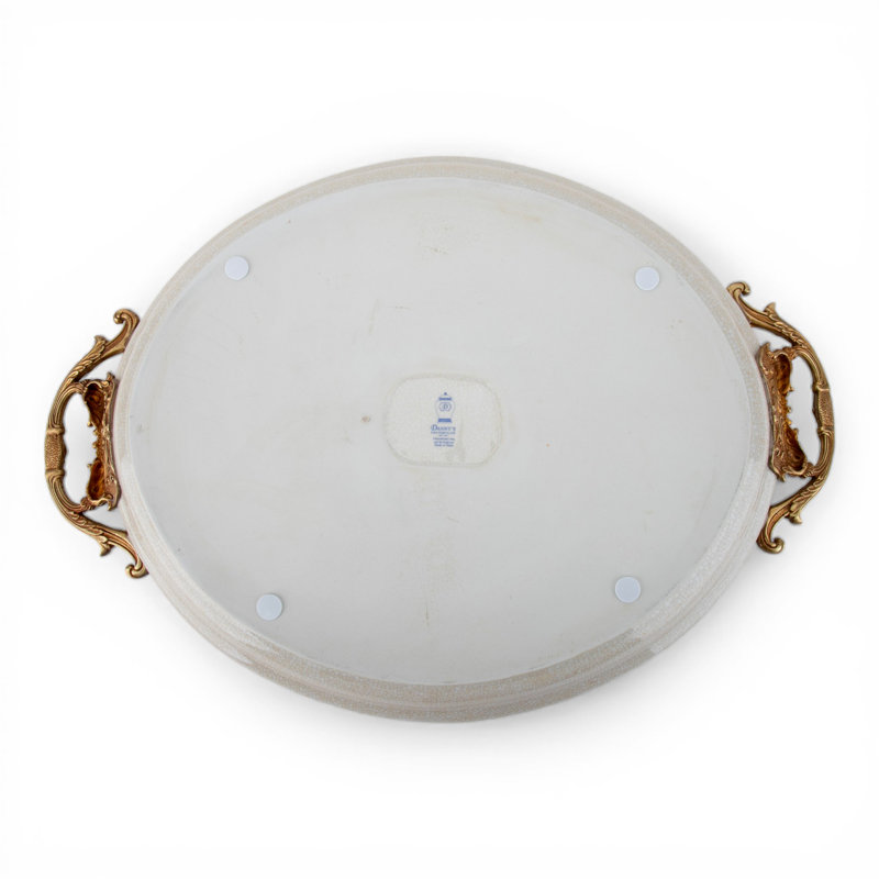 Porcelain Oval Tray with Bronze Ormolu - Regency