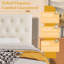 Tufted Upholstered Headboard, Solid Wood Head Board with Wood Legs, Adjustable Height Bed headboard Fabric Headboard in Modern Button Design-1229129161-1221652904