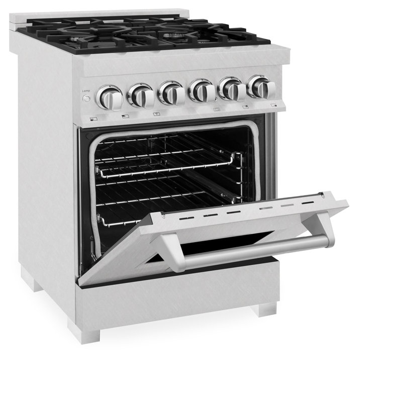 ZLINE 24" 2.8 cu. ft. Dual Fuel Range with Gas Stove and Electric Oven in Fingerprint Resistant Stainless Steel, Satin