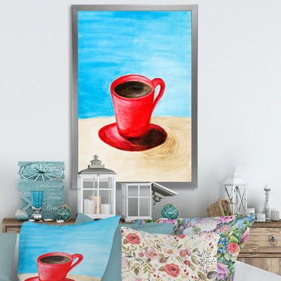 «Red Cup Of Coffee», art mural traditionnel sur toile