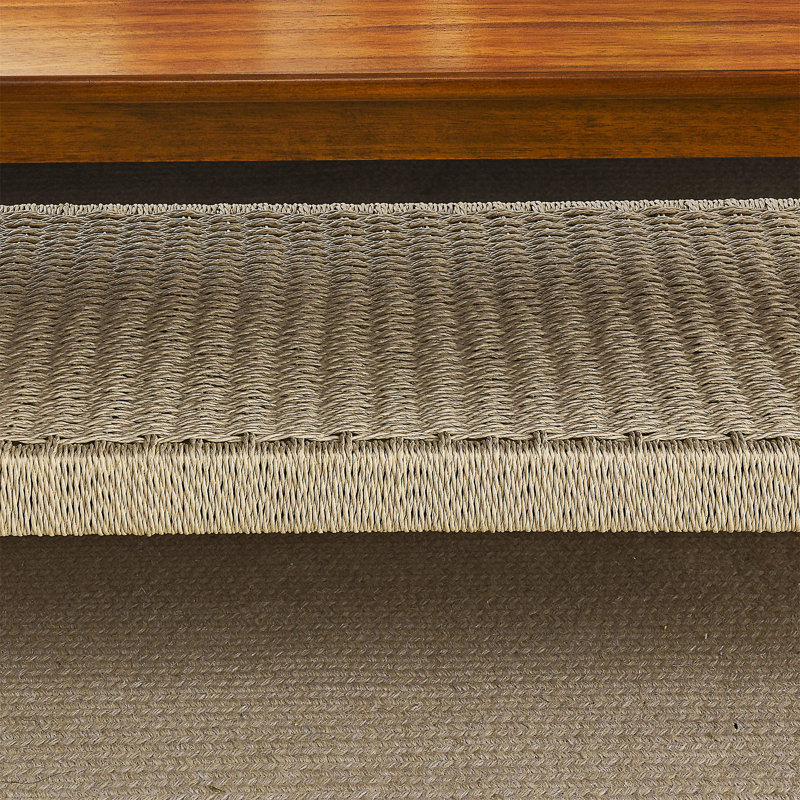 Table basse de style Mid-Century avec tablette en rotin tissé, solution de rangement Boho pour le salon, la chambre à coucher et le patio